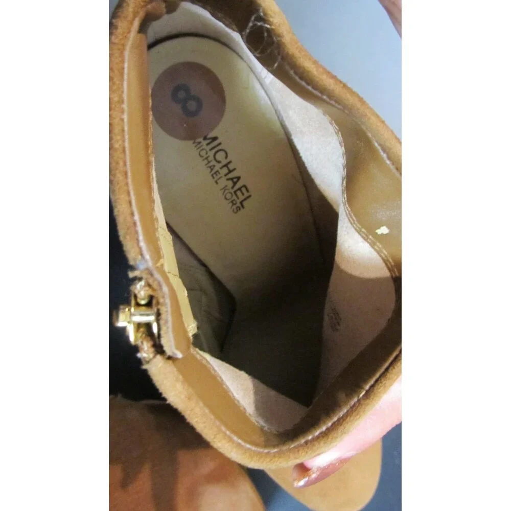 Michael Kors Haven Suede Boots Camel Tan Women’s Size 8 Platform Block Heel